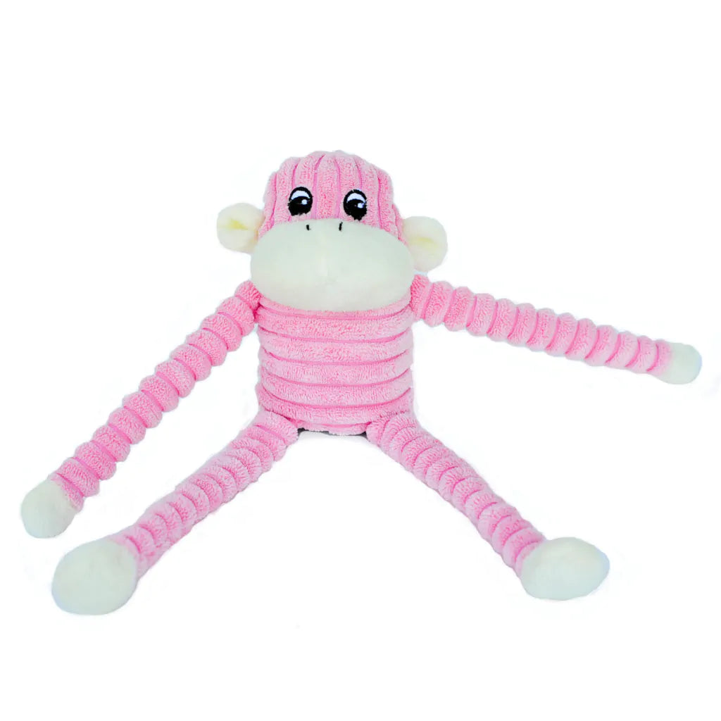 Zippypaws Plush Toys For Dog Spencer the Crinkle Monkey – Small Pink